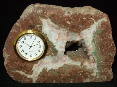Uhr Porphyrgeode Amethyst Quarz-Edelsteinuhr Mineralienuhr Heilsteine Mineralien-