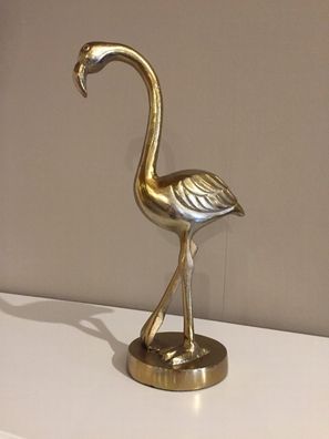 Flamingo Aufstell Figur Statue Skulptur Aluminium bronze gold Farbton Home Deko