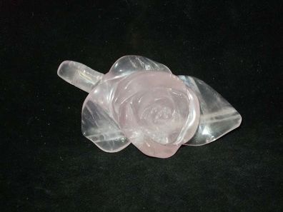 Rosenquarz Rose 7,6x3,8cm Gravur -Gravuren-Edelsteine-Mineralien-Kunstgewerbe-
