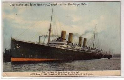 03443 Ak Doppelschrauben Schnelldampfer "Deutschland" im Hamburger Hafen 1907
