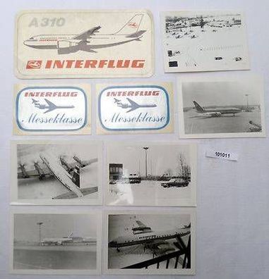 9 seltene DDR Fotos und Aufkleber Interflug Flugzeuge um 1980