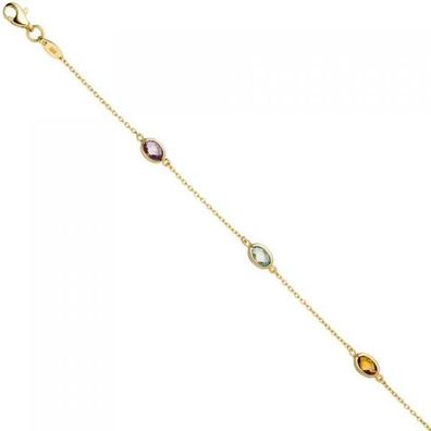 Armband 585 Gelbgold 2 Amethyste 1 Citrin 1 Blautopas Goldarmband