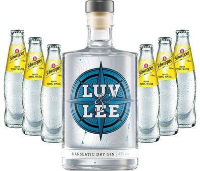 Luv & Lee Hanseatic Dry Gin Tonic Set - Luv & Lee Gin 0,5l (43% Vol) + 6x Schw