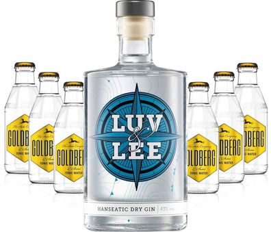 Luv & Lee Hanseatic Dry Gin Tonic Set - Luv & Lee Gin 0,5l (43% Vol) + 6x Gold