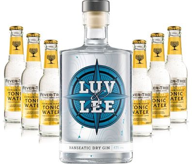Luv & Lee Hanseatic Dry Gin Tonic Set - Luv & Lee Gin 0,5l (43% Vol) + 6x Feve