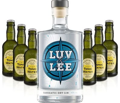 Luv & Lee Hanseatic Dry Gin Tonic Set - Luv & Lee Gin 0,5l (43% Vol) + 6x Fent