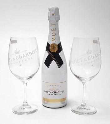 Moet & Chandon Ice Imperial Set - Champagner 0,75l (12% Vol) + 2x Gläser
