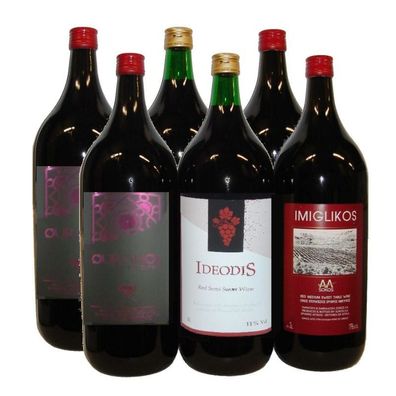 Imiglykos griechischer Rotwein halbsüß 12 Liter Probierset 6x 2 Liter