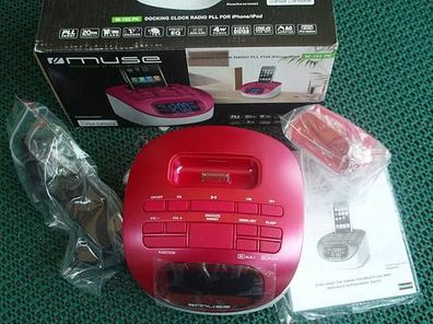 Muse M-103 PK iPhone/ iPod Dockingstation Radio-Wecker AUX , Video out , Pink