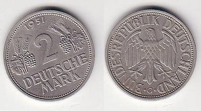 seltene 2 DM Münze BRD 1951 G Trauben und Ähren