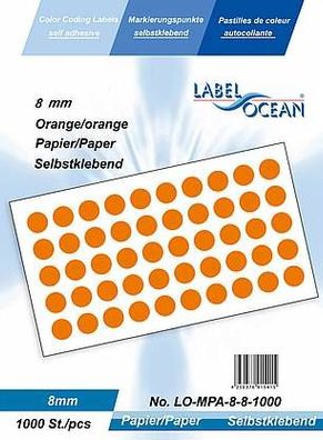 1000 Markierungspunkte, 8mm, Papier, orange von LabelOcean