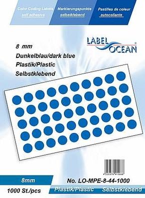 1000 Markierungspunkte, 8mm, Plastik, dunkelblau von LabelOcean