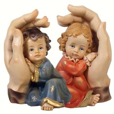 Aufstellfigur Skulptur Schützend Hand Junge oder Mädchen 12,5cm Geschenk Taufe Geburt
