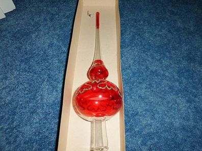 sehr schöne alte Weihnachtsbaumspitze-mundgeblasen-rot/ gold