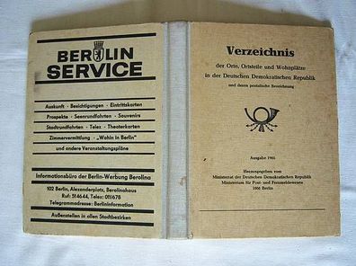 Verzeichnis der Orte, Ortsteile und Wohnplätze in der DDR und deren postalische 1965