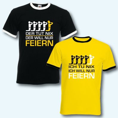 T-Shirt JGA Der tut nix der will nur feiern Junggesellenabschied schwarz gelb