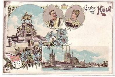 53343 Ak Lithographie Gruß aus Köln Kaiser Wilhelm und Auguste Victoria um 1900