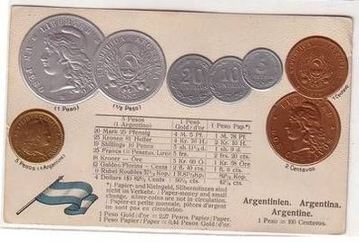 53564 Präge Ak Argentinien mit Abbildungen von Münzen um 1900