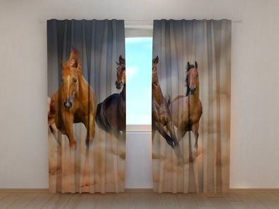Fotogardine schöne Pferde Vorhang bedruckt, Fotodruck, Fotovorhang mit Foto, nach Maß