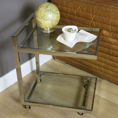 Teewagen Glastisch Servierwagen Tisch Glas Modern Beistelltisch Lampentisch Deko