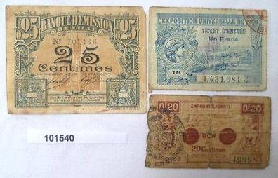 3 Banknoten Notgeld usw. Frankreich Lille 1900-1915