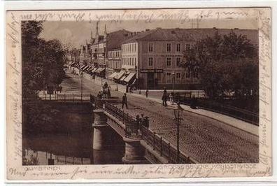 53718 Feldpost Ak Gumbinnen Königstraße mit großer Brücke 1914