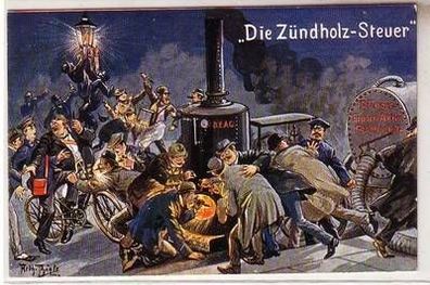 54197 Künstler Ak Arthur Thiele "Die Zündholzsteuer" um 1915