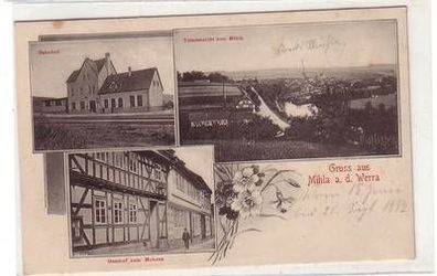 53703 Ak Gruß aus Mihla an der Werra Gasthof zum Mohren usw. um 1912