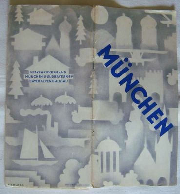 Faltprospekt / Reiseführer München , Bayern mit Stadtplan um 1929
