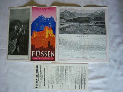 Reiseprospekt Füssen im Allgäu / Bayern um 1930