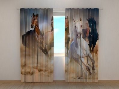 Fotogardine wunderschöne Pferde, Vorhang mit Foto, Fotovorhang, nach Maß