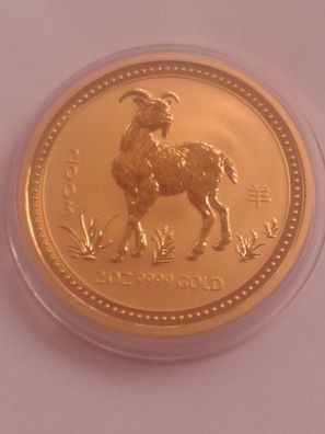 Original 200$ 2003 Australien Lunar Ziege 2 Unzen 62,2g 9999er Gold perth mint
