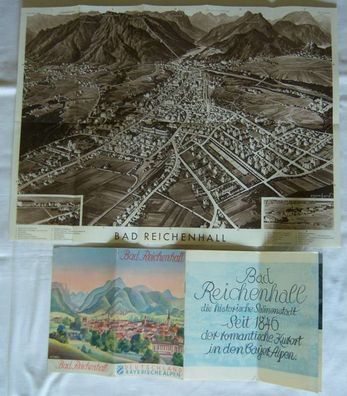 Reiseprospekt Bad Reichenhall / Bayern mit Luftbildkarte um 1930