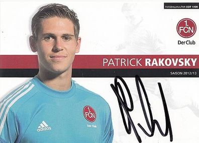 Patrick Rakovsky 1. FC Nürnberg 2012-13 Autogrammkarte + A23270