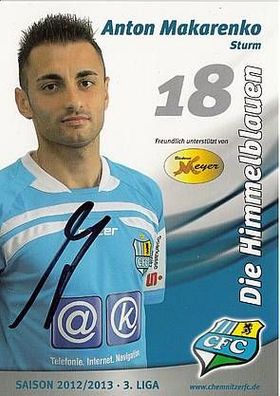 Anton Makarenko Chemnitzer FC 2012-13 Autogrammkarte + A23297