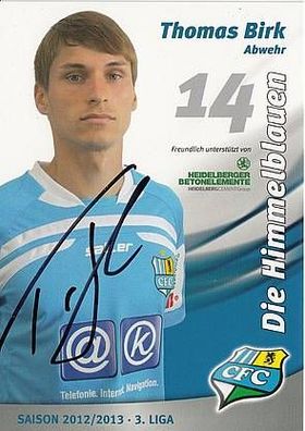 Thomas Birk Chemnitzer FC 2012-13 Autogrammkarte + A23298