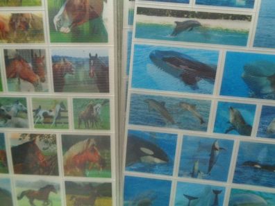3D Wackel-Stickerbogen Pferde / Fische Waale Delphin Delfin ca 20 x 11cm