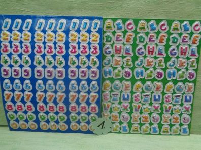 Pop-up 3D Stickerbogen lustige Zahlen 1 2 3 .... Buchstaben ABC Bogen ca 24,5 x 20cm