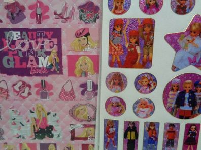Barbie Stickerbogen ca 33 x 16 cm / hologramm ca 25 x 18,5 cm