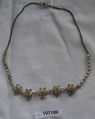 elegante Damen Halskette mit weißen Strasssteinen um 1930