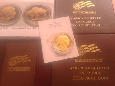 Original 50$ USA 2008 PP Buffalo Büffel 1 Unze 31,1g Gold (9999er) - nur 18863 Stück