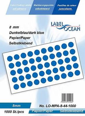 1000 Markierungspunkte, 8mm, Papier, dunkelblau von LabelOcean