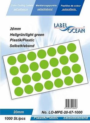 1000 Markierungspunkte, 20 mm, Plastik, dunkelgrün von LabelOcean