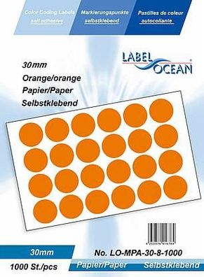 1000 Markierungspunkte, 30 mm, Papier, orange von LabelOcean