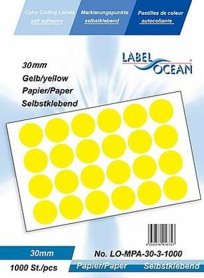 1000 Markierungspunkte, 30 mm, Papier, gelb von LabelOcean