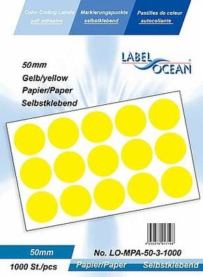 1000 Markierungspunkte, 50 mm, Papier, gelb von LabelOcean
