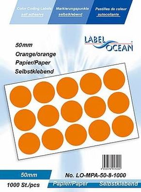 1000 Markierungspunkte, 50 mm, Papier, orange von LabelOcean