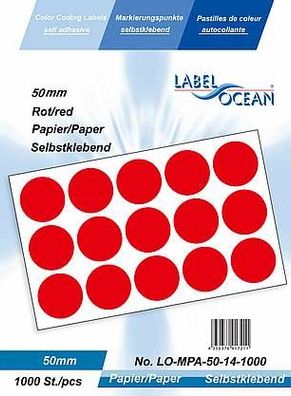 1000 Markierungspunkte, 50 mm, Papier, rot von LabelOcean