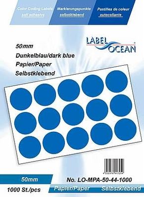 1000 Markierungspunkte, 50 mm, Papier, dunkelblau von LabelOcean