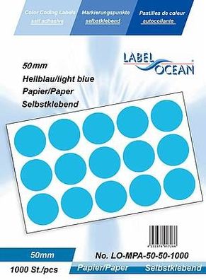 1000 Markierungspunkte, 50 mm, Papier, hellblau von LabelOcean